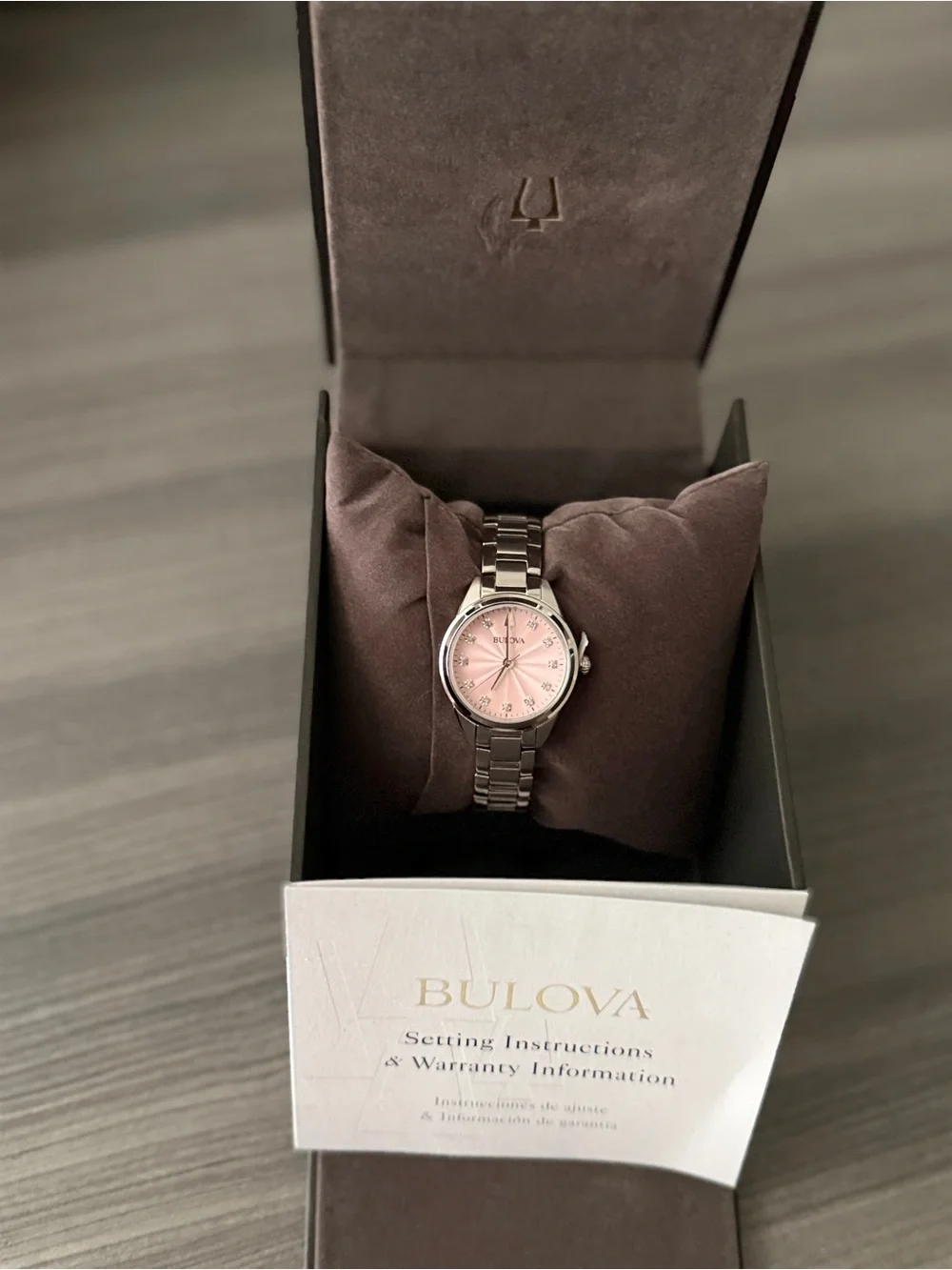 NWT Bulova Women's Stainless Steel Watch with Pink Dial